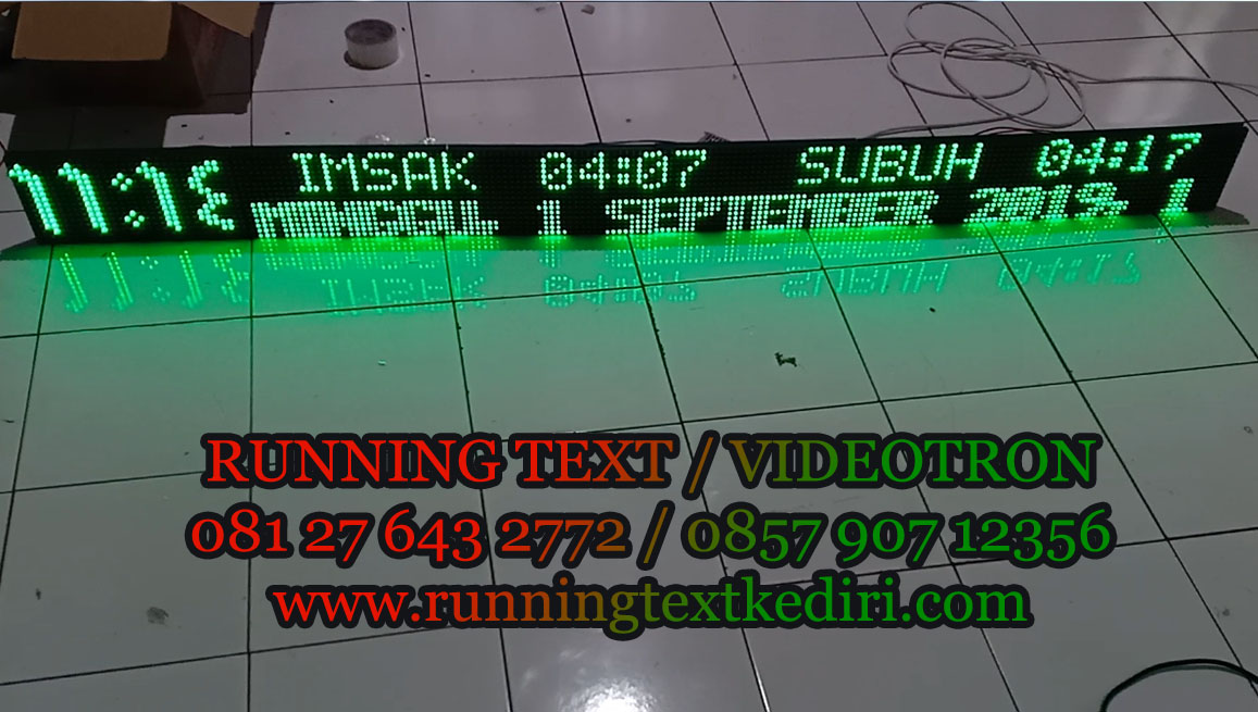 Dengan menggunakan control jadwal sholat terbaik, running text yang berukuran 2 meter warna hijau ini sangat bermanfaat untuk anda yang ingin memiliki masjid yang terbaik.